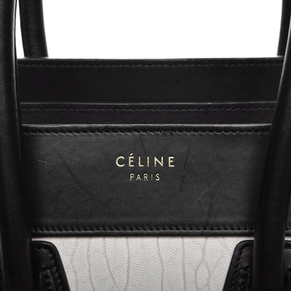 Celine Shrunken Lambskin Micro Bi-Color Luggage Black White 8 of 12