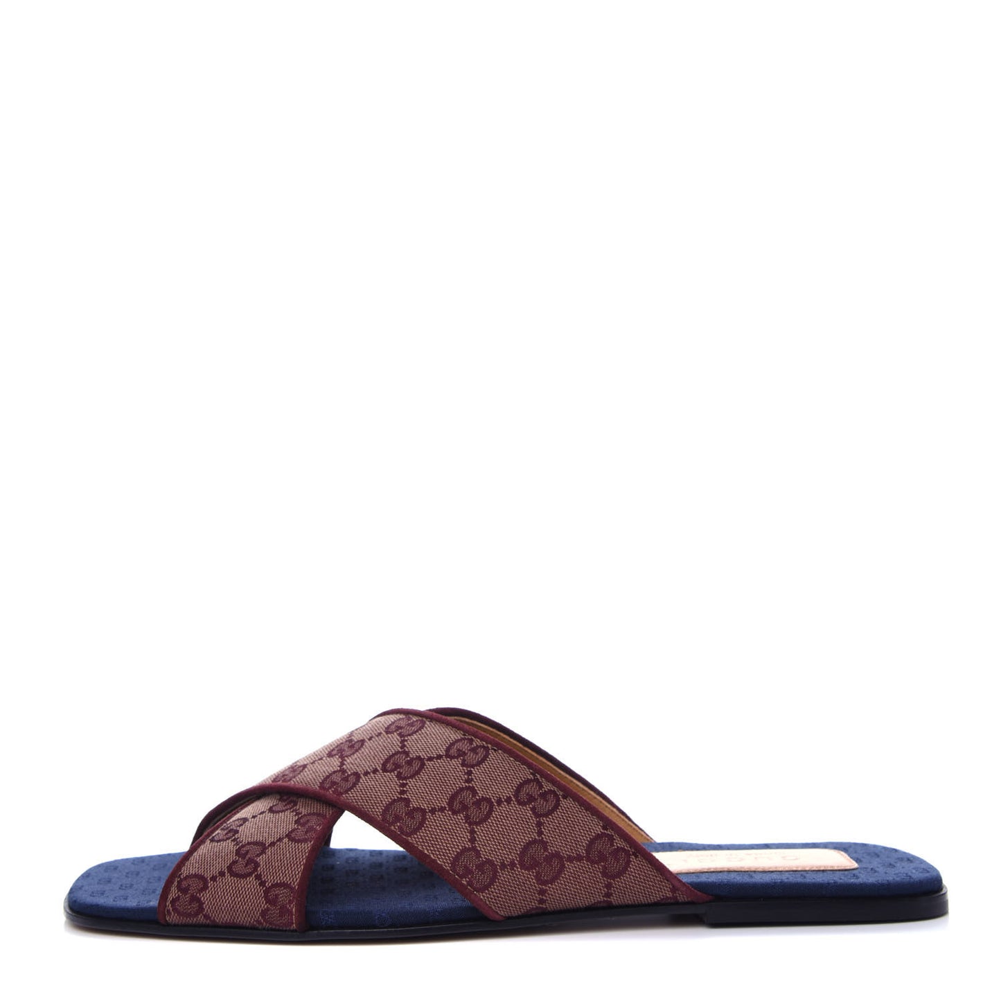 Canvas GG Monogram Mens Criss Cross Slide Sandals 12 Sahara Rubino Chardonnay