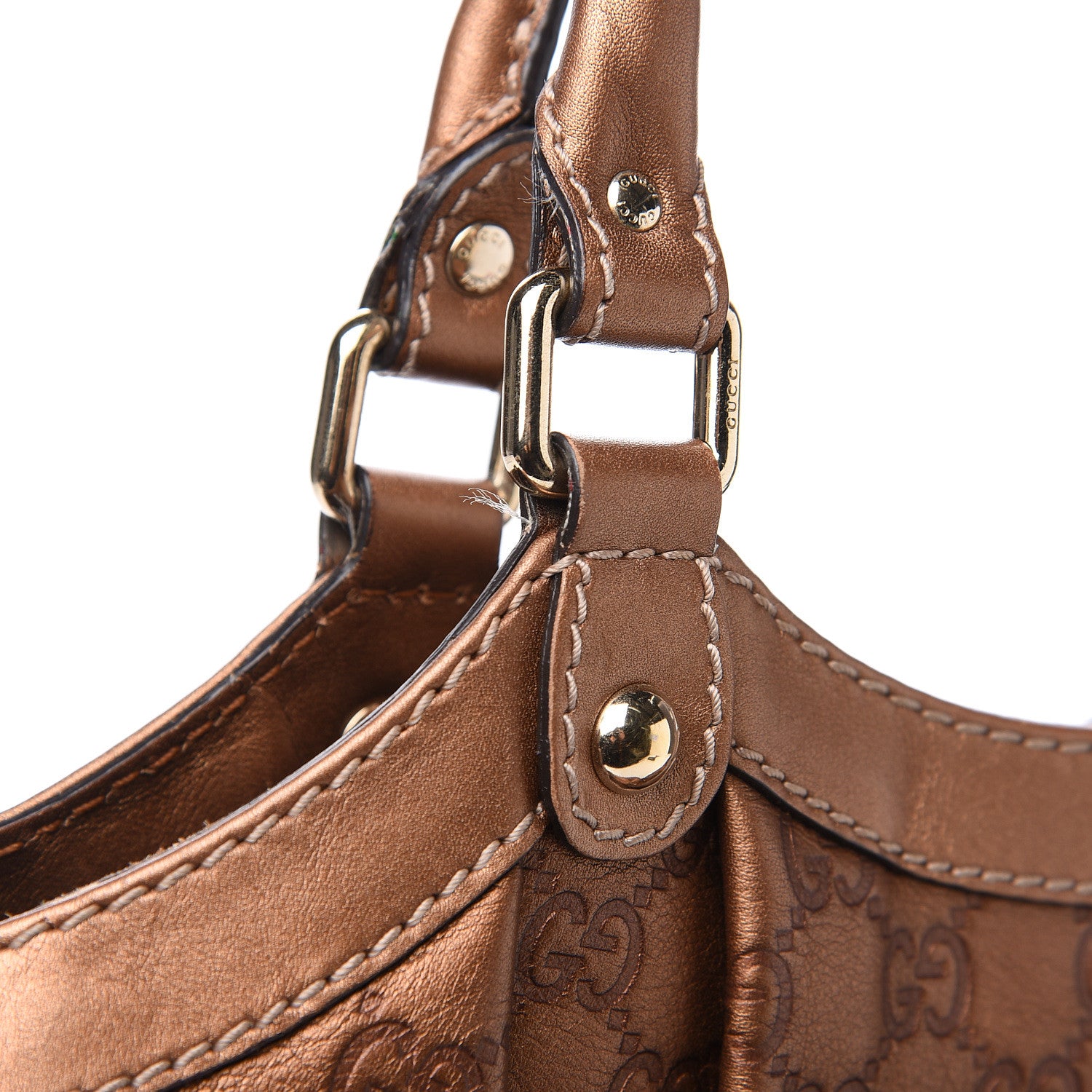 Gucci Metallic Guccissima Medium Sukey Tote Bronze 12 of 13