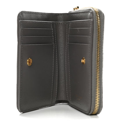 Saint Laurent Grain De Poudre Matelasse Chevron Monogram Compact Zip Around Wallet Fog 6 of 12