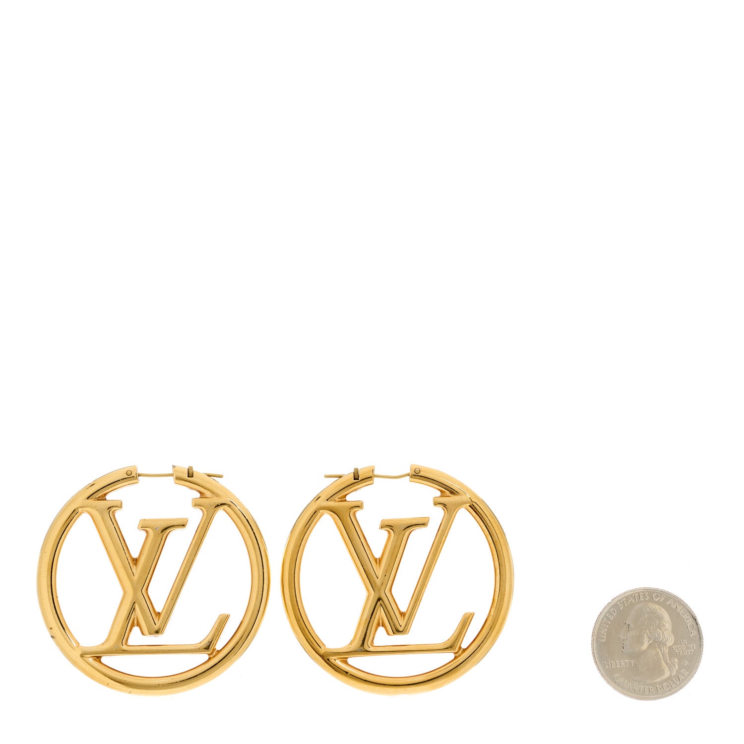 Louis Vuitton Metal Louise Hoop Earrings Gold 2 of 5