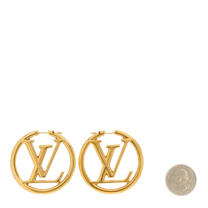 Louis Vuitton Metal Louise Hoop Earrings Gold 2 of 5