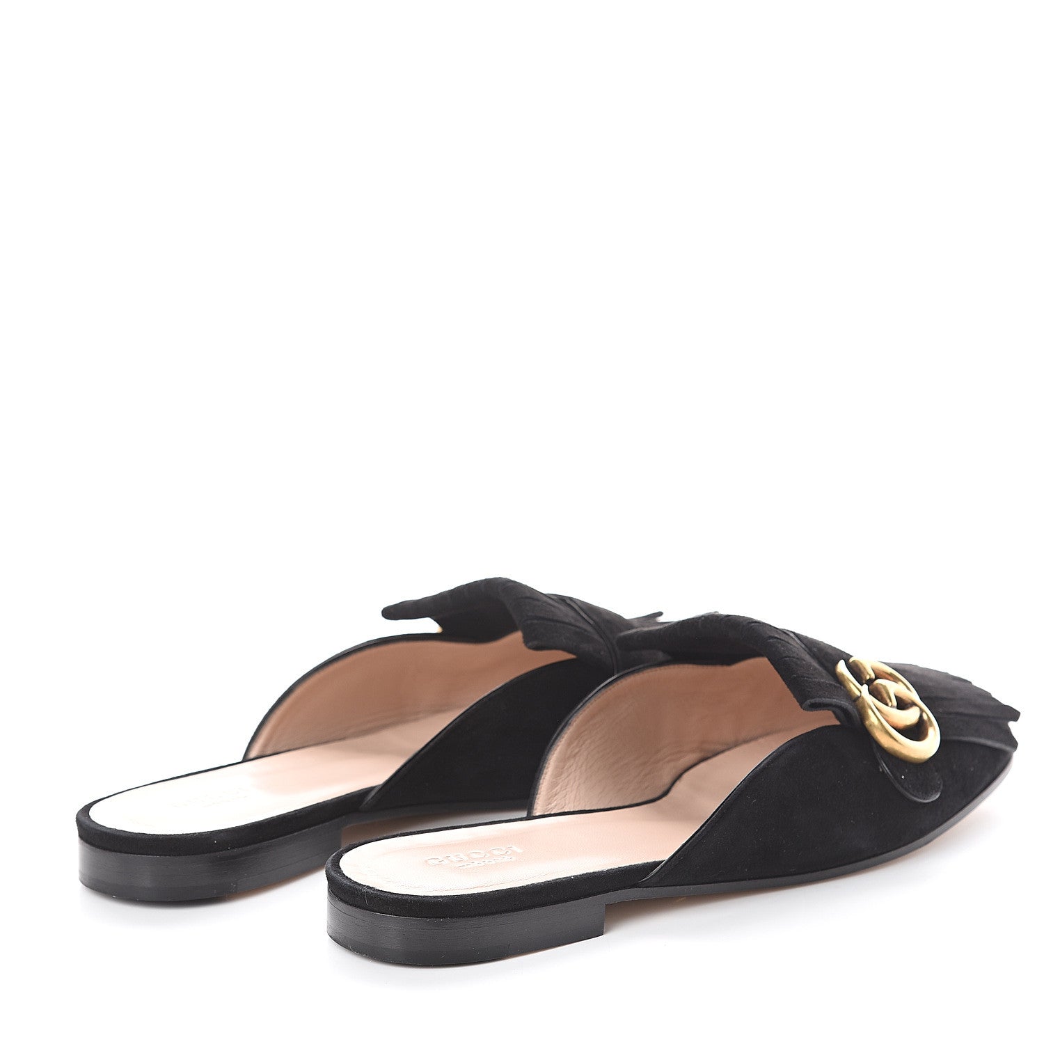 Gucci Kid Scamosciato GG Marmont Fringe Slippers 39 Black 4 of 7