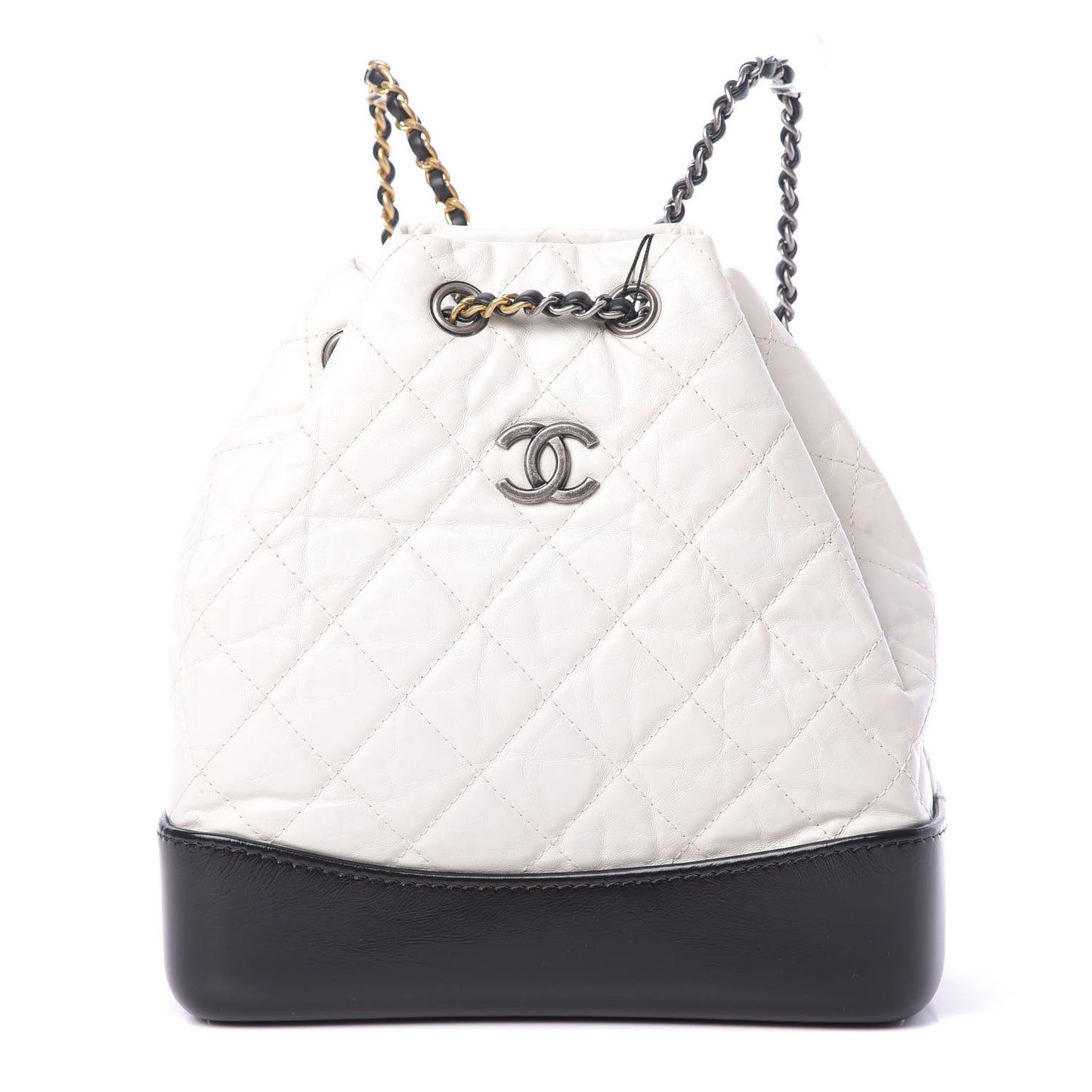 Aged Calfskin Quilted Small Gabrielle Backpack Black White