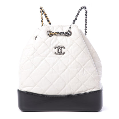 Chanel Aged Calfskin Quilted Small Gabrielle Backpack Black White 1 of 10