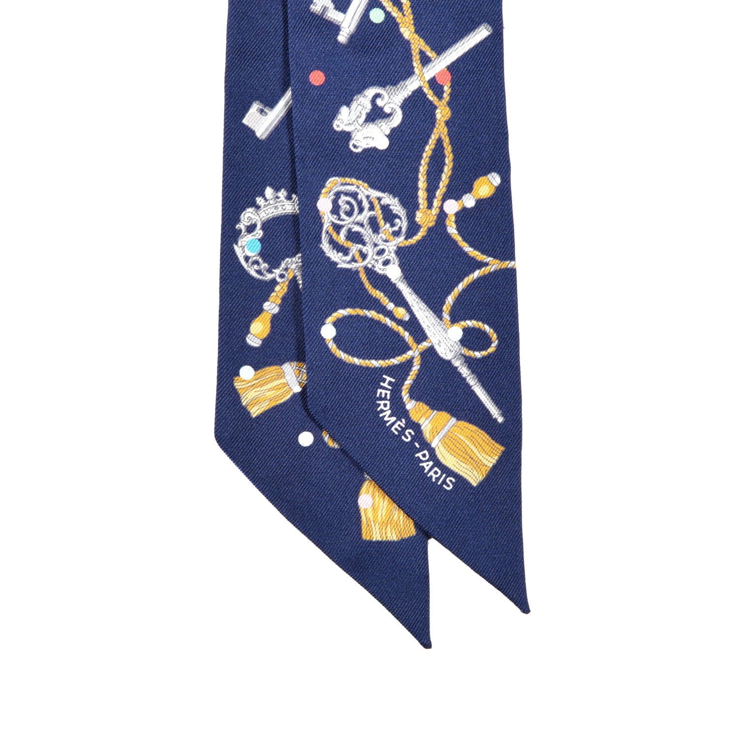 Hermes Silk Les Cles A Pois Twilly Marine Gris Argent 2 of 4