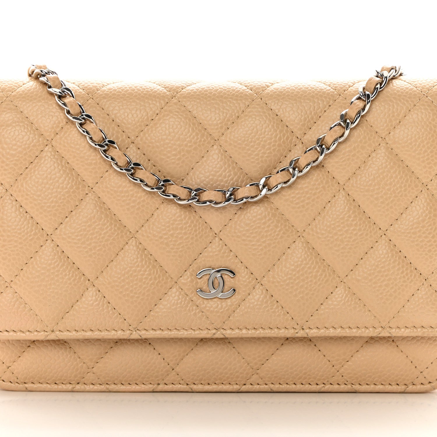 Chanel Caviar Quilted Wallet On Chain WOC Beige 9 of 15