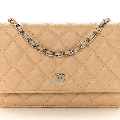 Chanel Caviar Quilted Wallet On Chain WOC Beige 9 of 15