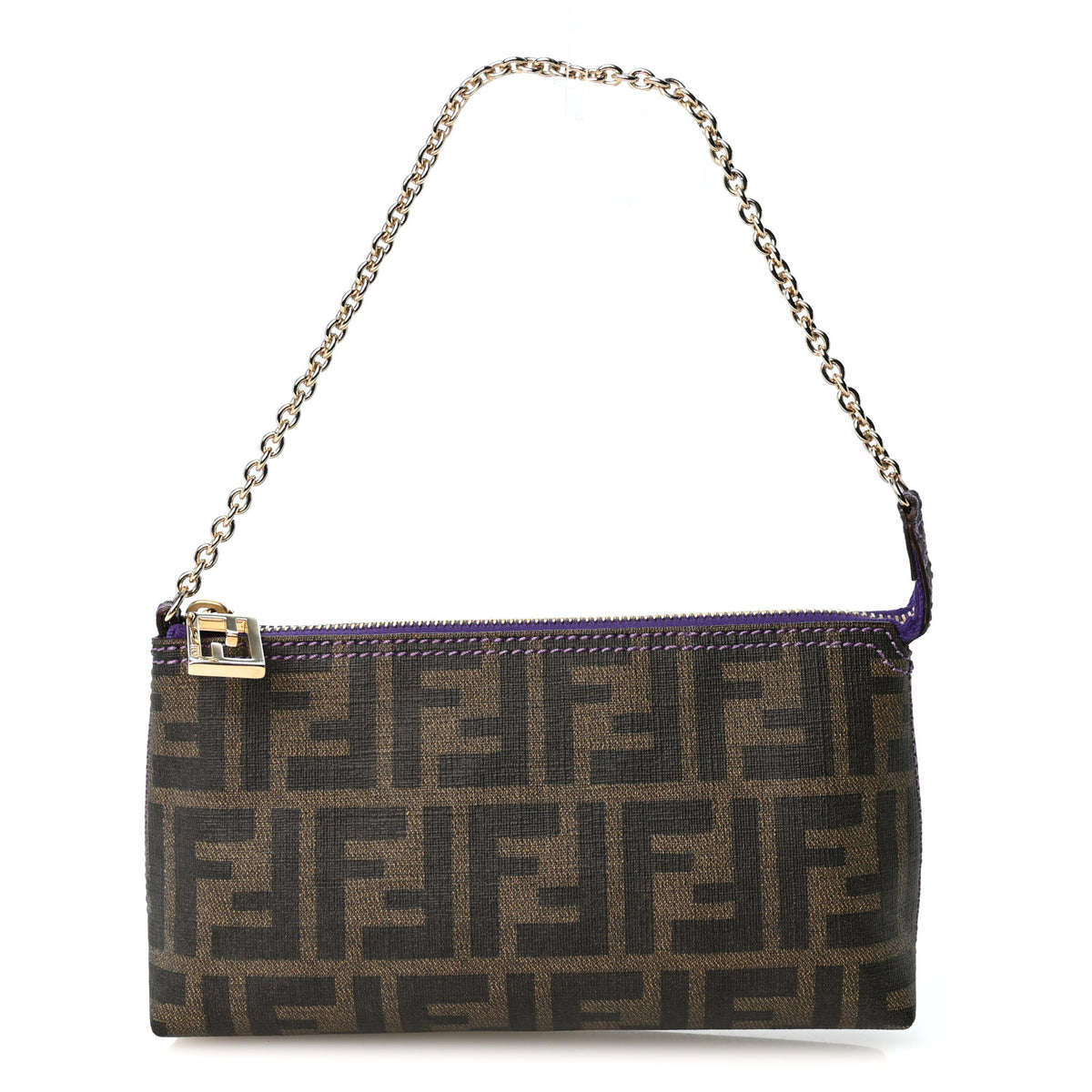 Fendi Zucca Spalmati Pochette Tobacco Viola 1 of 10