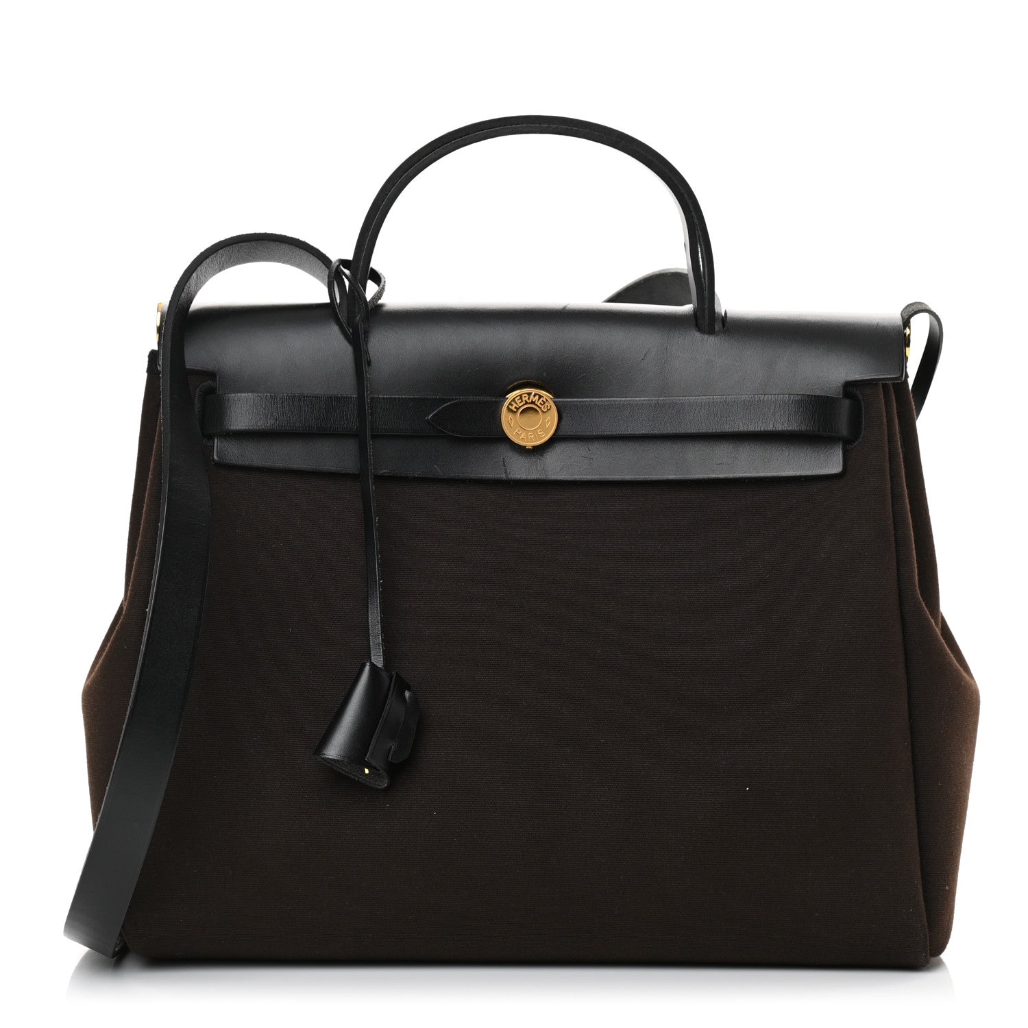 Hermes Military Toile Vache Hunter Herbag Zip Retourne 31 PM Ebene Black 3 of 19