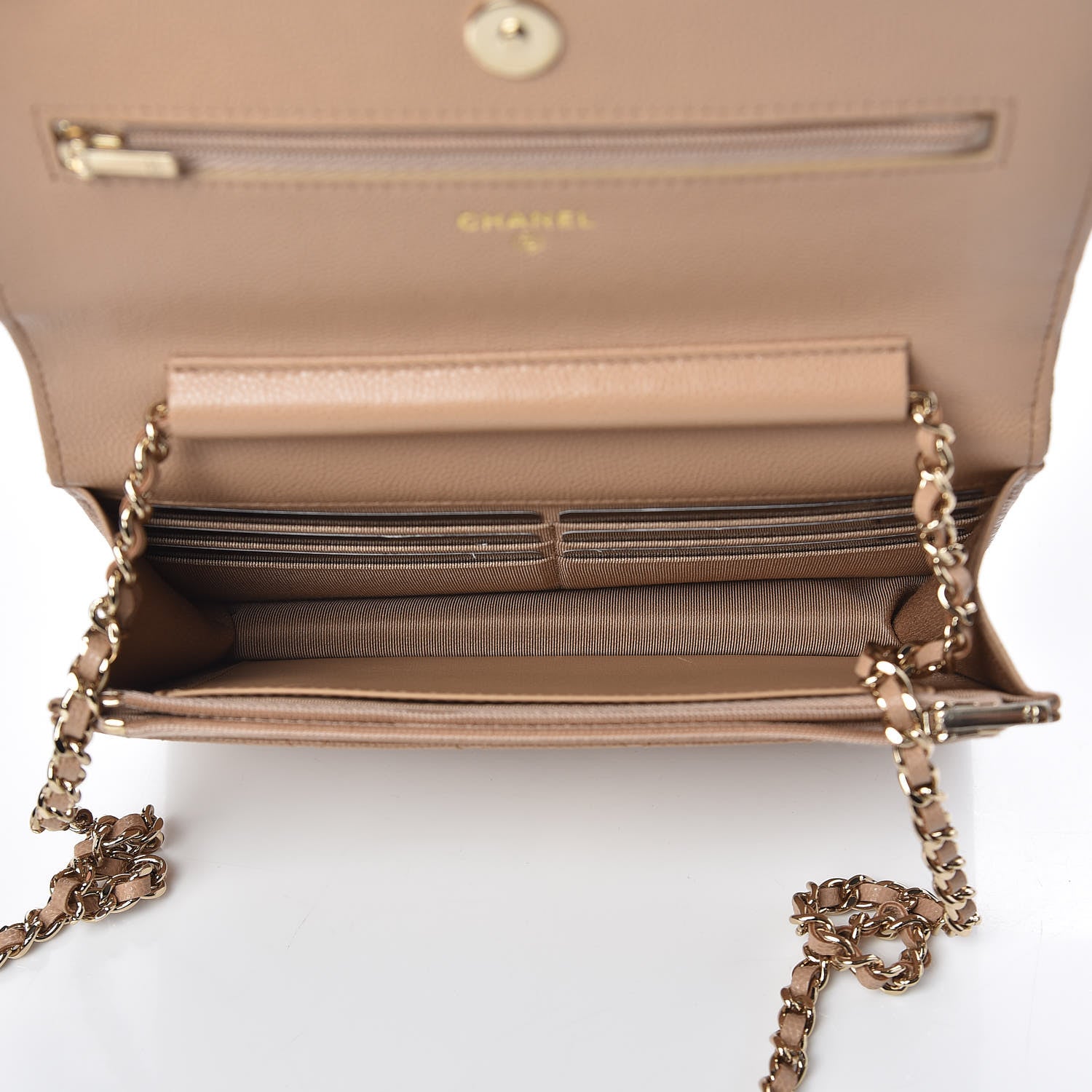 Chanel Caviar Quilted Wallet On Chain WOC Beige 7 of 11