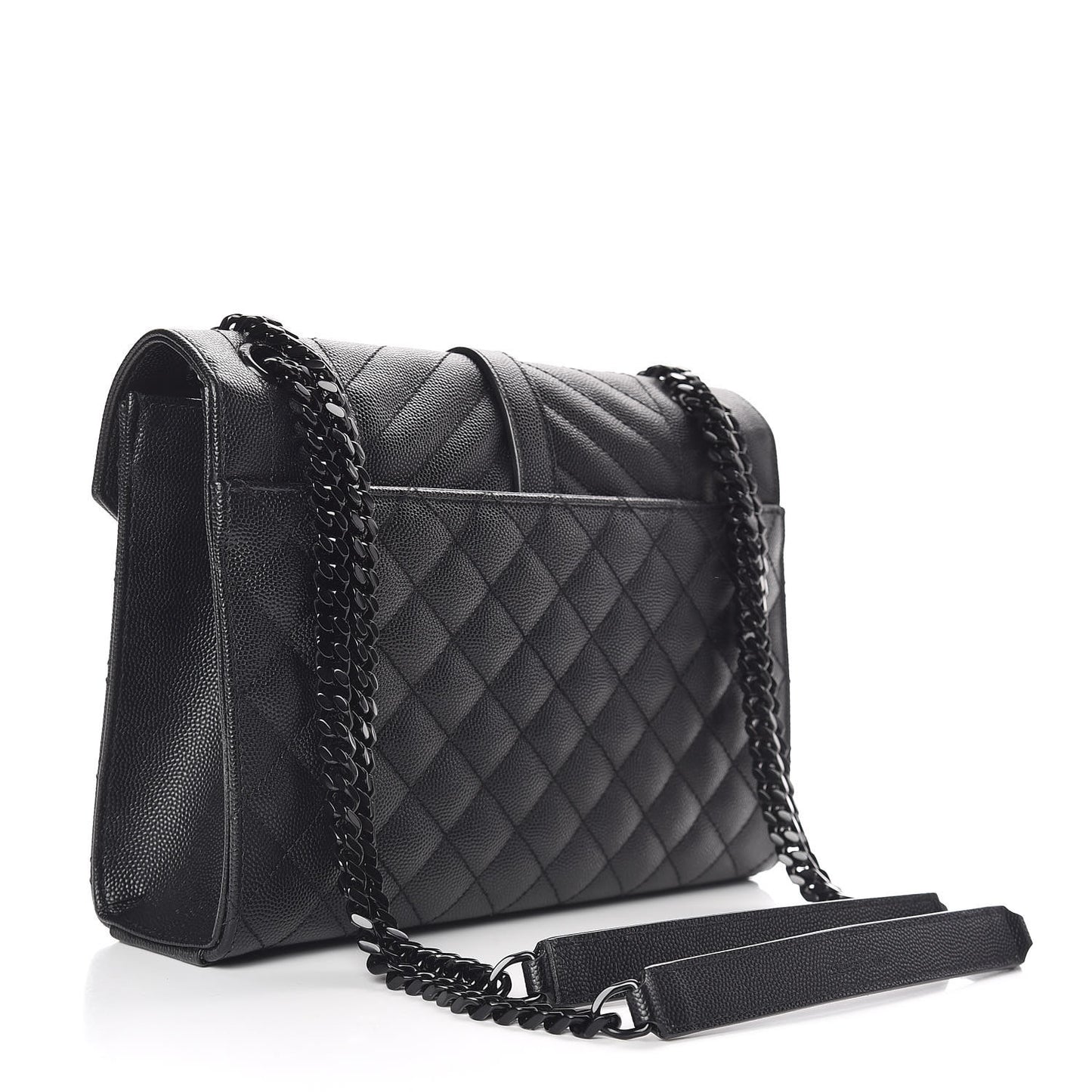 Grain De Poudre Textured Mixed Matelasse Triquilt Medium Monogram Satchel Black