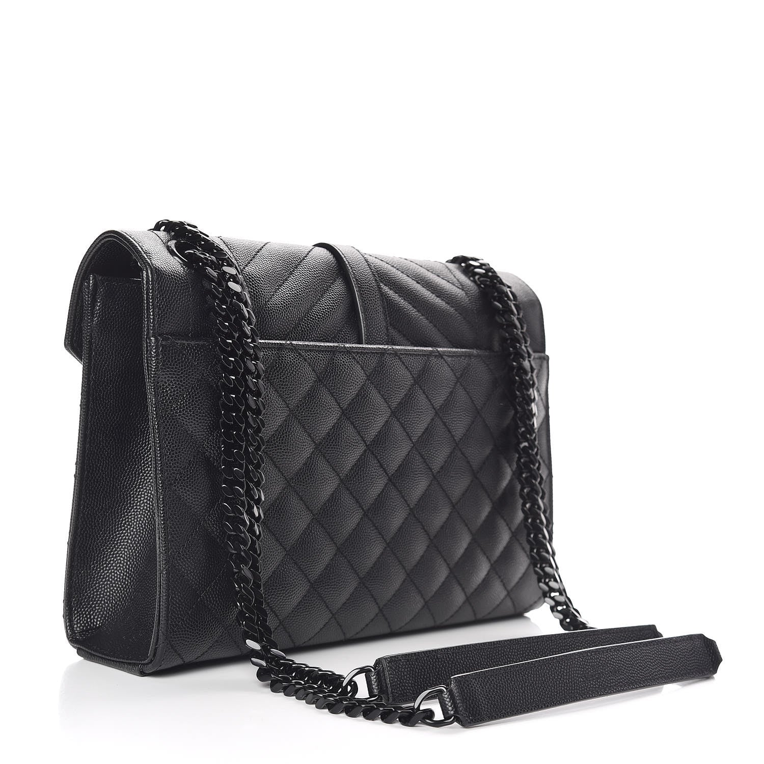 Saint Laurent Grain De Poudre Textured Mixed Matelasse Triquilt Medium Monogram Satchel Black 3 of 10