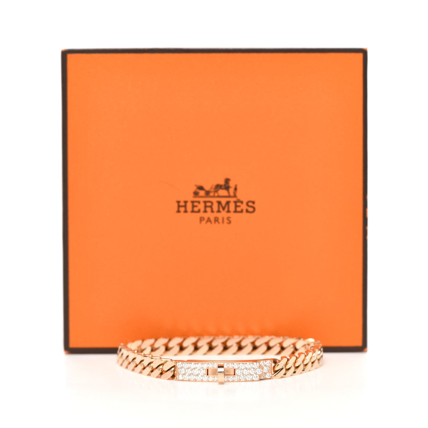 18K Rose Gold Diamond PM Kelly Gourmette Bracelet LG