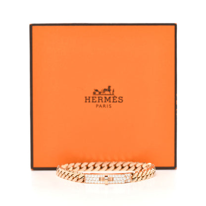 Hermes 18K Rose Gold Diamond PM Kelly Gourmette Bracelet LG 5 of 5