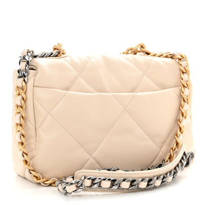 Chanel Goatskin Quilted Medium Chanel 19 Flap Beige 3 of 10