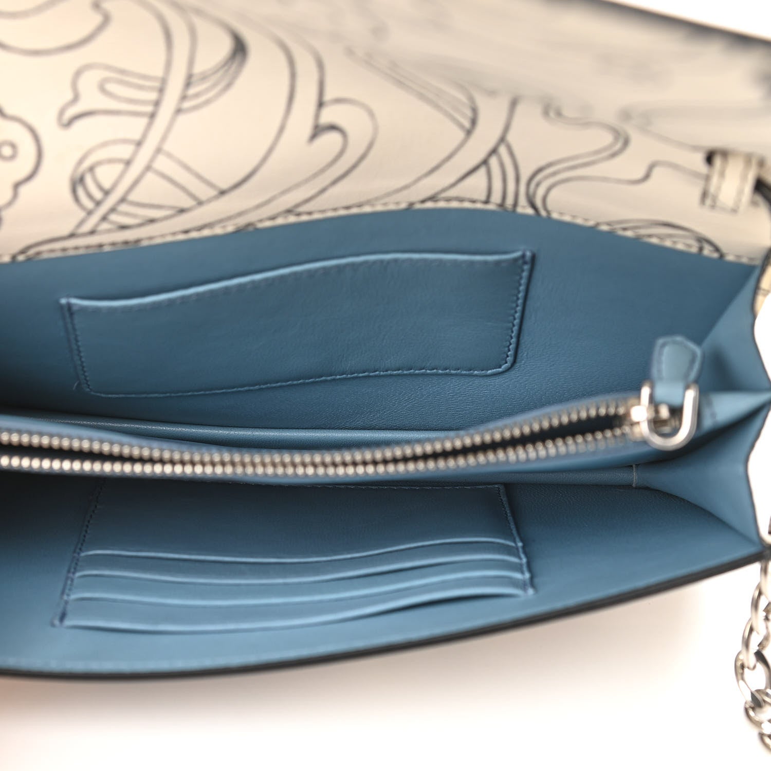 Prada X JAMES JEAN Glace Calfskin Rabbit Print Wallet On Chain Opaline 5 of 10