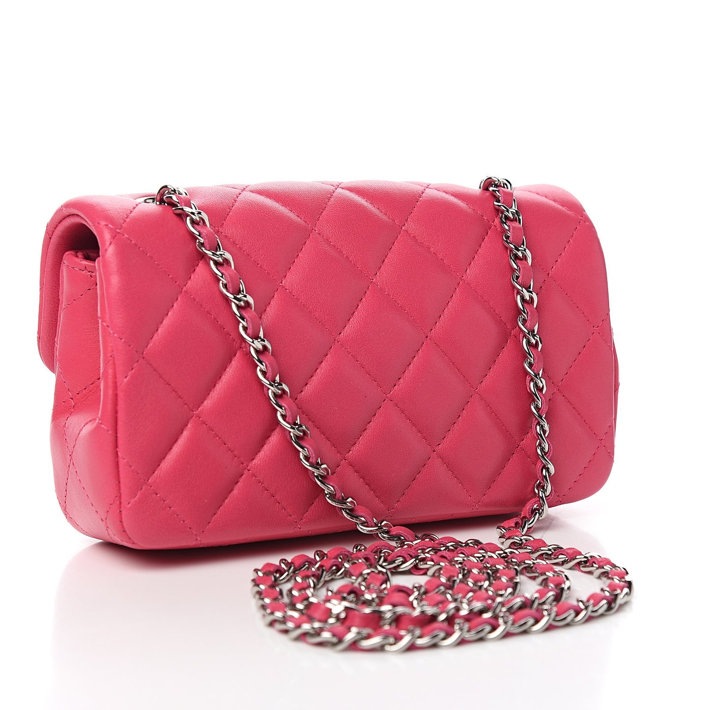 Lambskin Quilted Extra Mini Rectangular Flap Pink