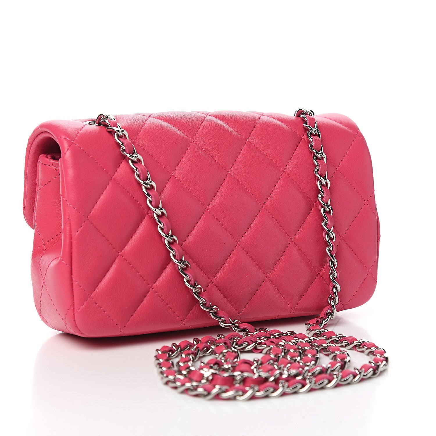 Chanel Lambskin Quilted Extra Mini Rectangular Flap Pink 2 of 9