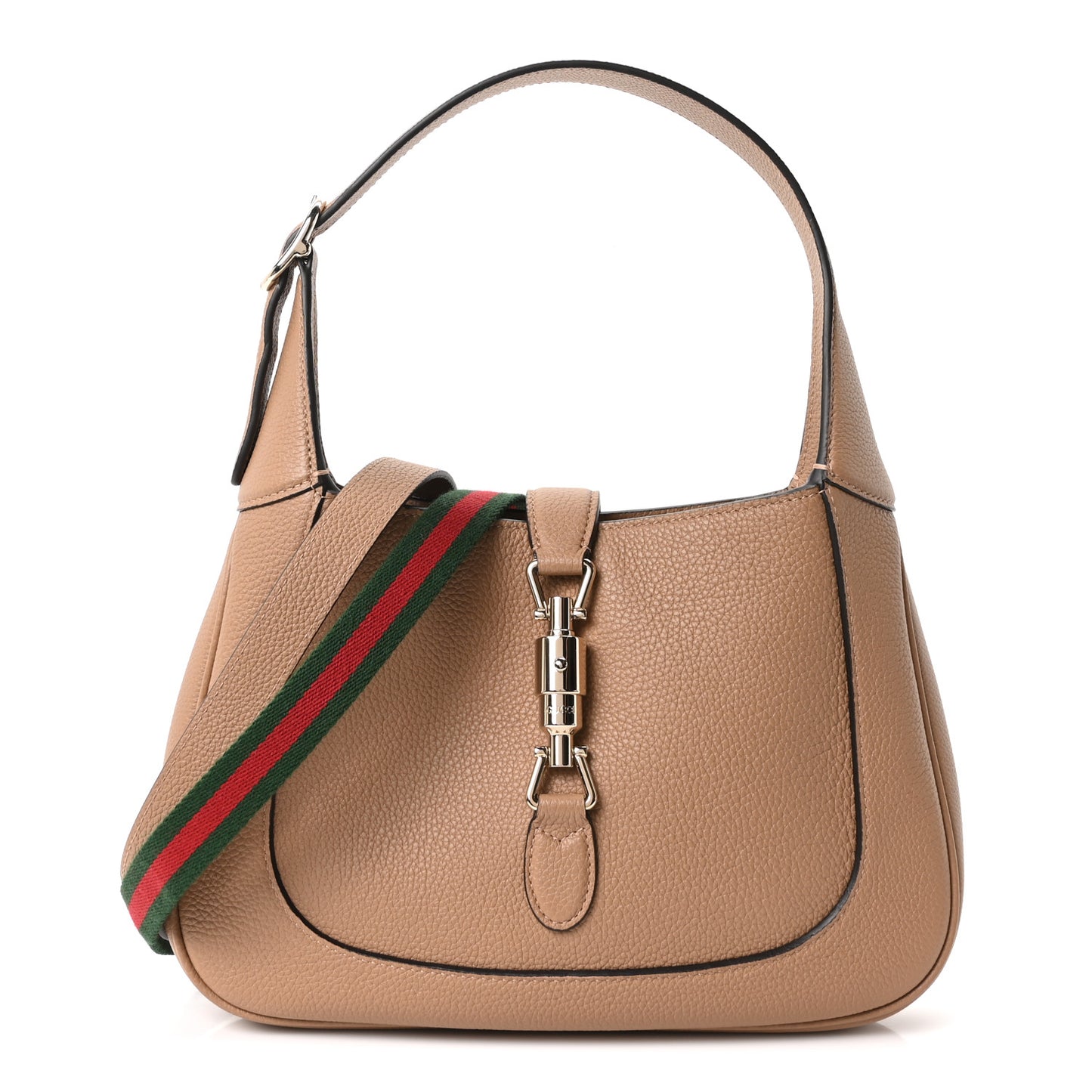 Grained Calfskin Web Medium Jackie 1961 Hobo Taupe