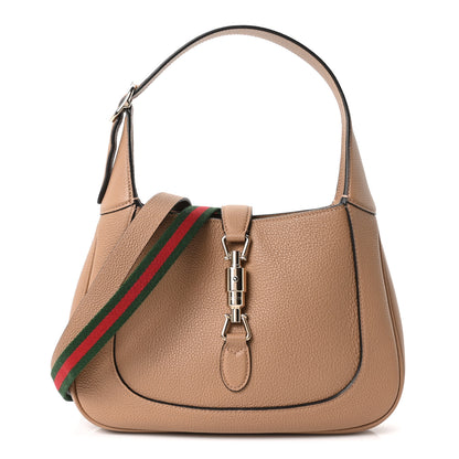 Gucci Grained Calfskin Web Medium Jackie 1961 Hobo Taupe 1 of 10