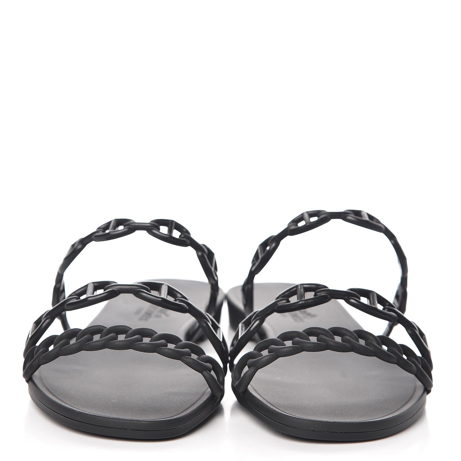 Hermes Rubber Chaine d'Ancre Rivage Sandals 37 Black 2 of 8