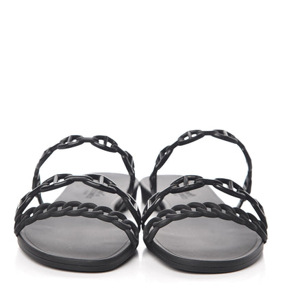 Hermes Rubber Chaine d'Ancre Rivage Sandals 37 Black 2 of 8