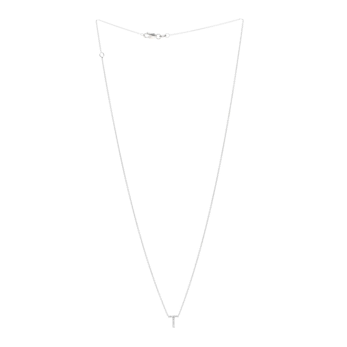 18K White Gold Diamond Love Letter T Pendant Necklace