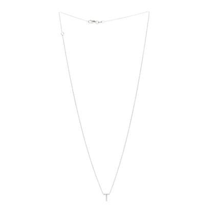 Roberto Coin 18K White Gold Diamond Love Letter T Pendant Necklace 3 of 5