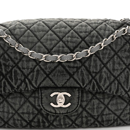 Chanel Denim Quilted Denimpression Flap Grey Black 8 of 11
