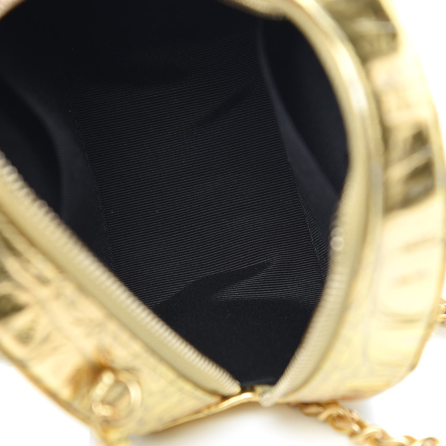 Chanel Metallic Calfskin Crocodile Embossed Cocodile Round Clutch with Chain Gold 7 of 10