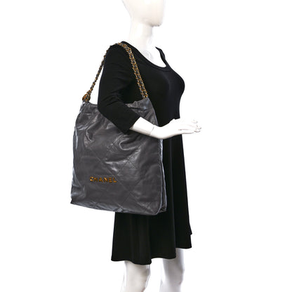 Chanel Shiny Calfskin Quilted Large Chanel 22 Grey 2 of 10