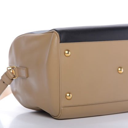 Saint Laurent Smooth Calfskin Bi-Color Duffle 6 Beige Black 7 of 10