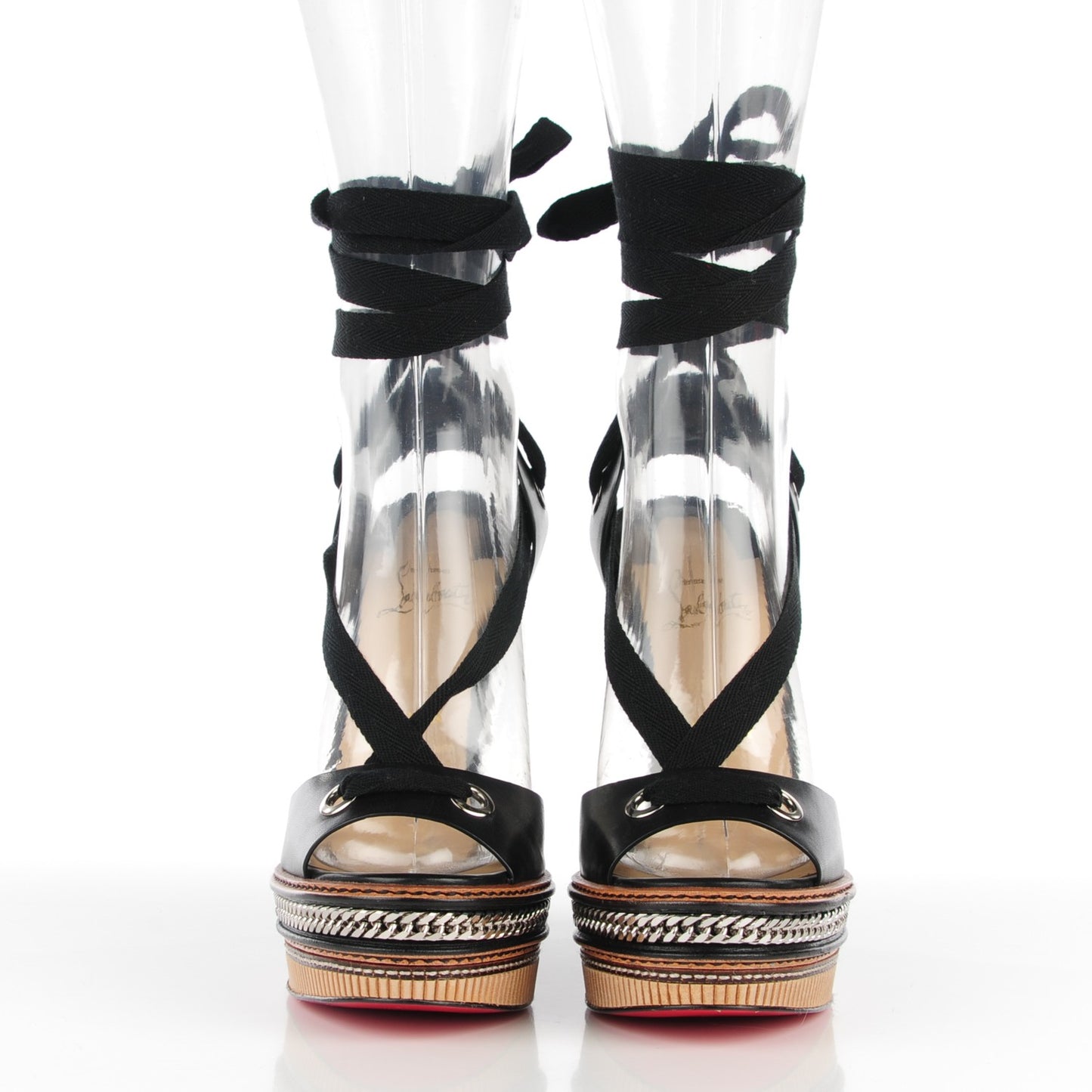 Shiny Calfskin Tribuli 140 Wedge Sandals 39 Black