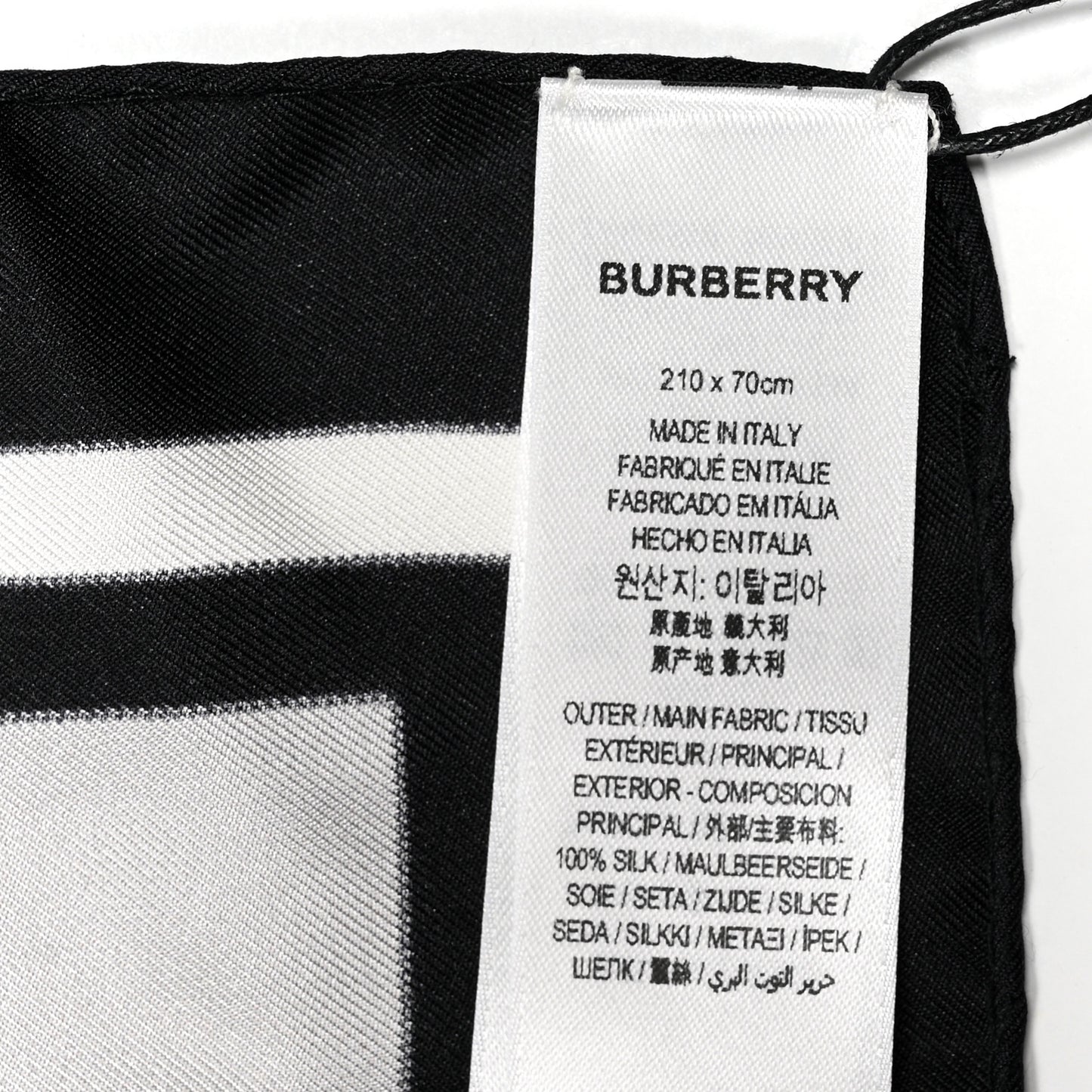 Silk Vintage Check Icon Stripe TB Monogram Print Scarf Archive Black White