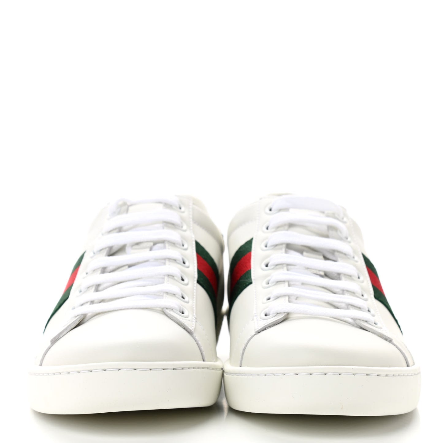 Calfskin Crocodile Web Womens Ace Sneakers 37 White Green