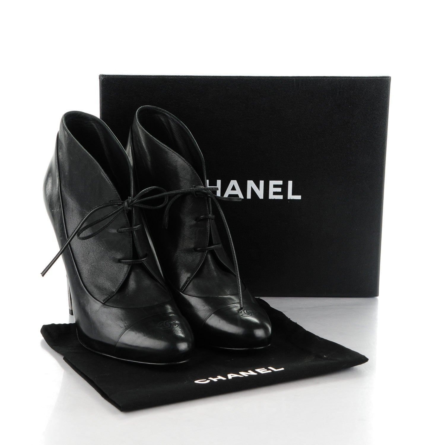 Chanel Lambskin Lacets Cap Toe Booties 40.5 Black 9 of 9