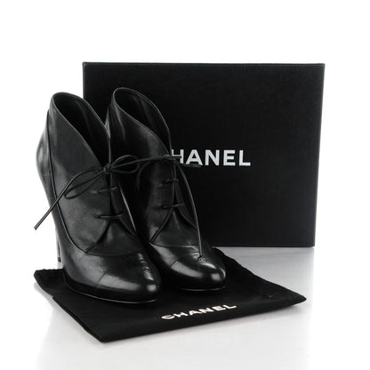 Chanel Lambskin Lacets Cap Toe Booties 40.5 Black 9 of 9