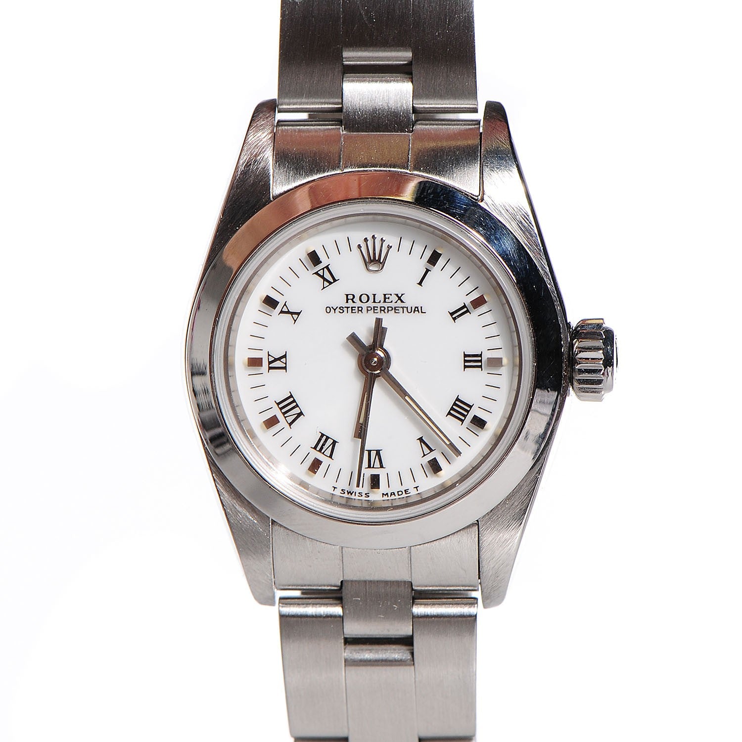 Rolex Stainless Steel 24mm Oyster Perpetual Watch White Roman 67180 1 of 9