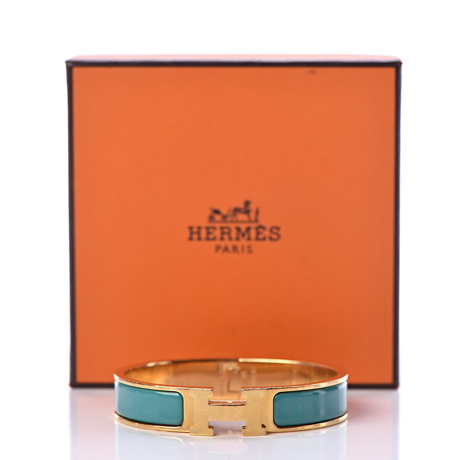 Hermes Enamel Narrow Clic Clac H Bracelet PM Vert Bleuete 5 of 5