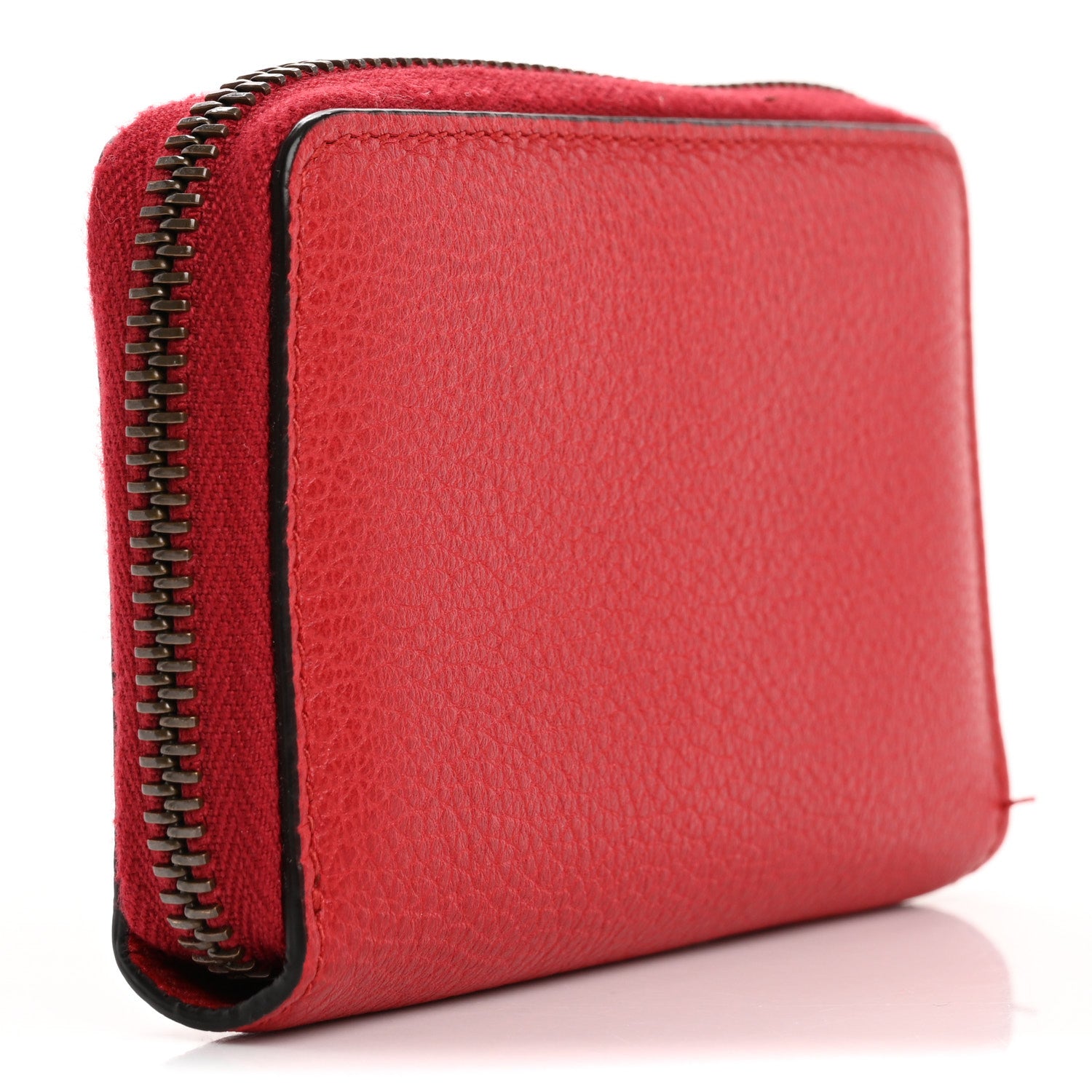 Gucci Calfskin Logo Zip Around Card Case Hibiscus Red 3 of 10