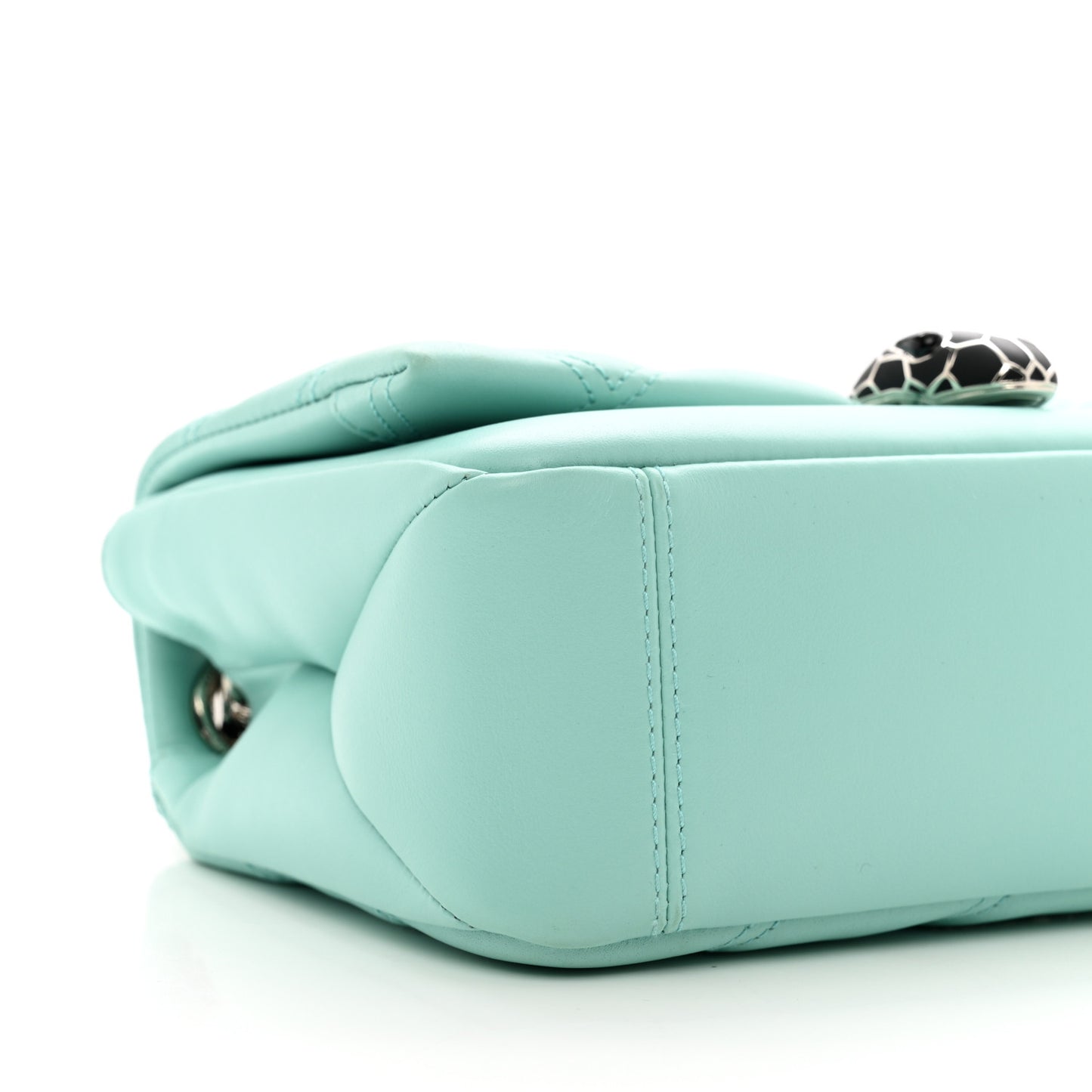 Calfskin Matelasse Small Serpenti Cabochon Shoulder Bag Turquoise