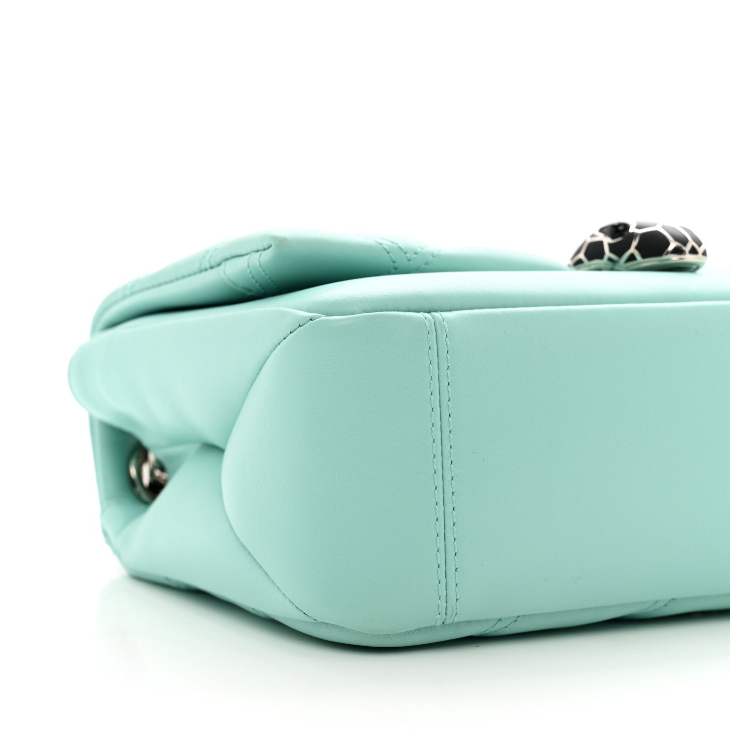Bulgari Calfskin Matelasse Small Serpenti Cabochon Shoulder Bag Turquoise 8 of 9