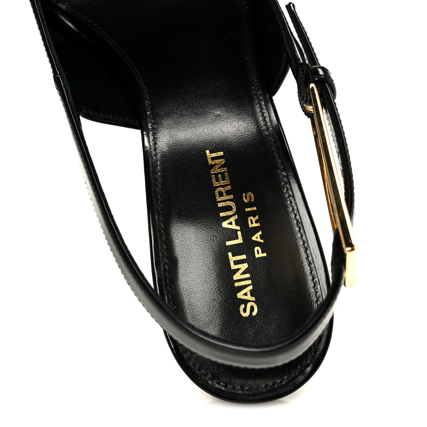 Saint Laurent Glazed Calfskin Lee Slingback Pumps 38.5 Black 7 of 10