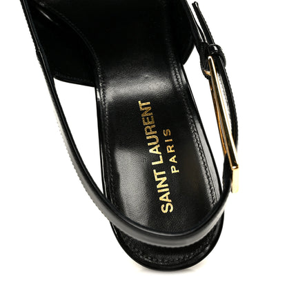 Saint Laurent Glazed Calfskin Lee Slingback Pumps 38.5 Black 7 of 10