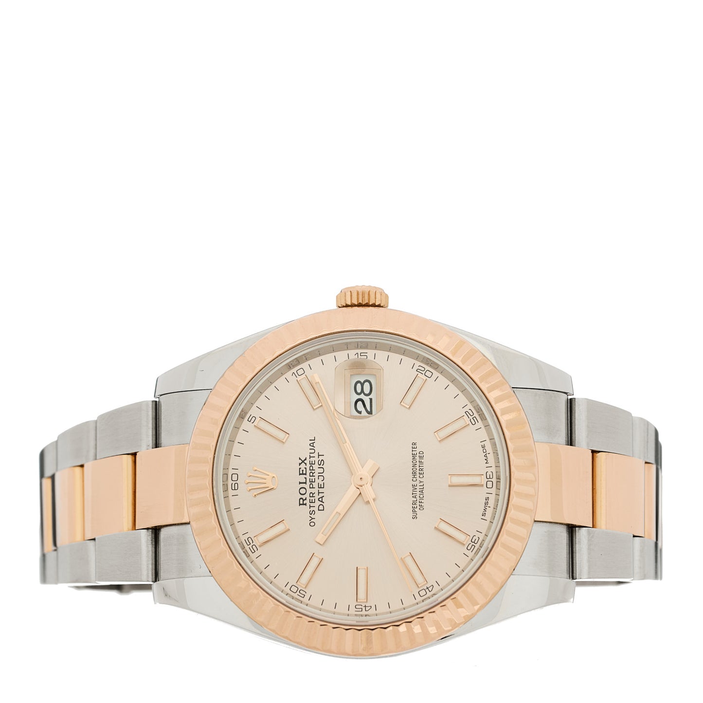 Stainless Steel 18K Everose Gold 41mm Oyster Perpetual Datejust Watch Silver 126331