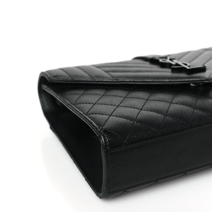 Saint Laurent Grain De Poudre Textured Mixed Matelasse Triquilt Medium Monogram Monochrome Satchel Black 8 of 9