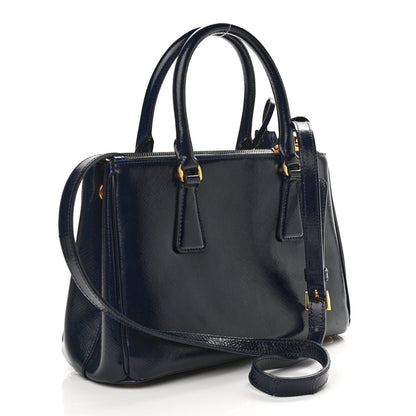 Prada Saffiano Vernice Mini Galleria Double Zip Tote Baltico 3 of 17