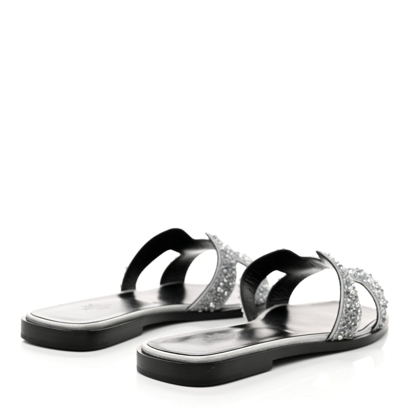 Velvet Goatskin Crystal Beads Oran Sandals 38.5 Gris Argente
