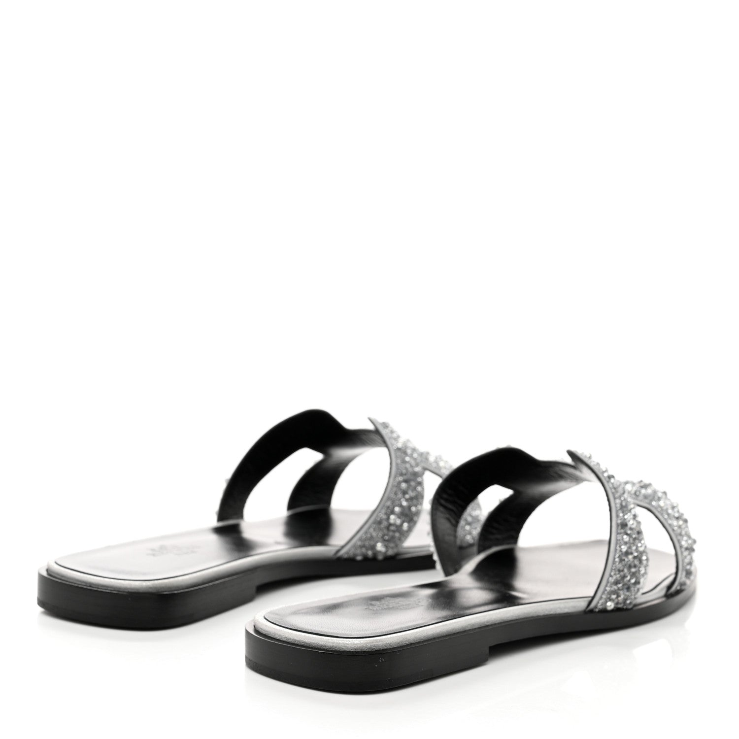 Hermes Velvet Goatskin Crystal Beads Oran Sandals 38.5 Gris Argente 4 of 9